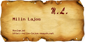 Milin Lajos névjegykártya